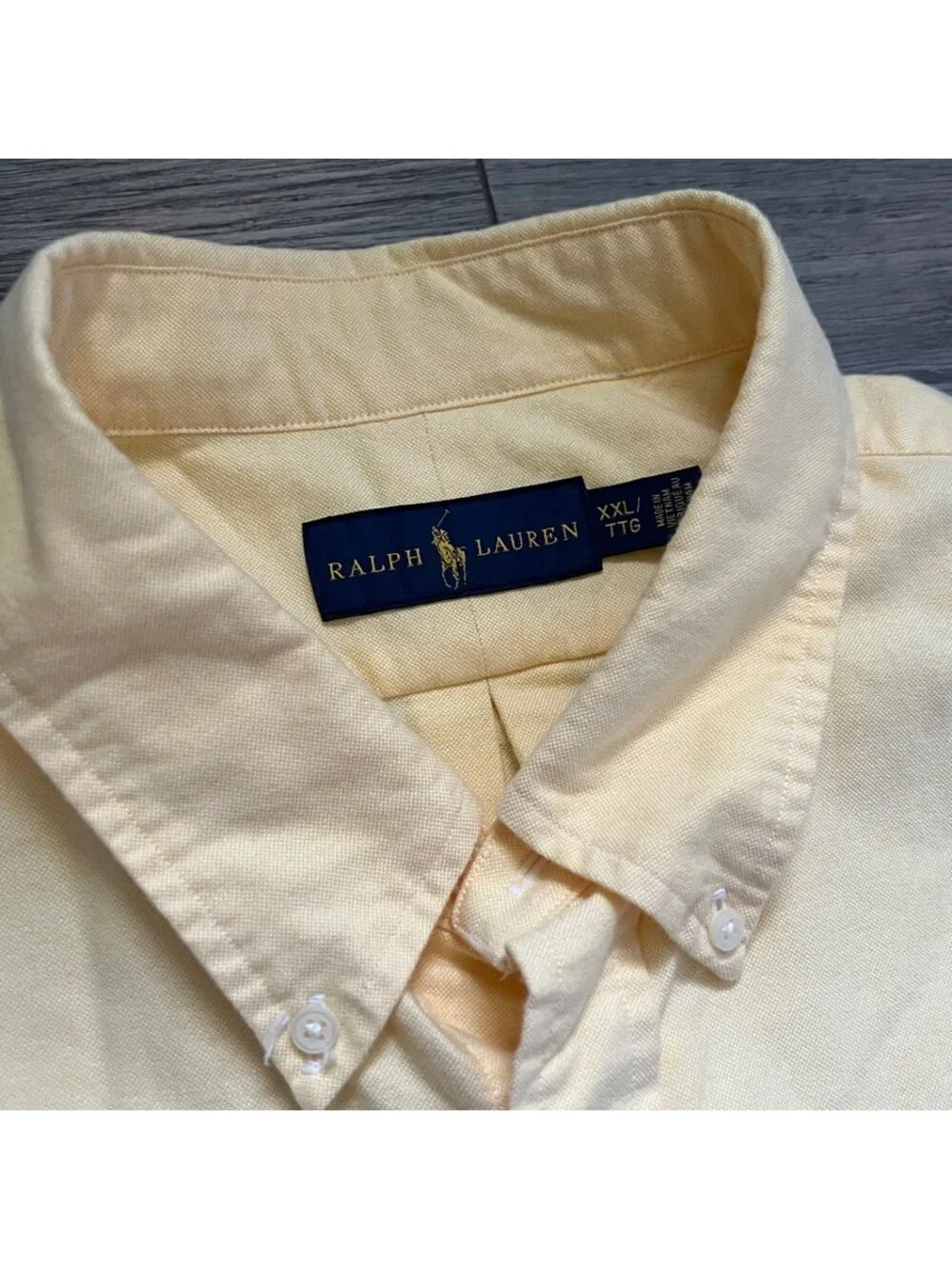Polo Ralph Lauren Men's 2XL Button Up Casual Oxford Shirt Yellow Flesh Pony